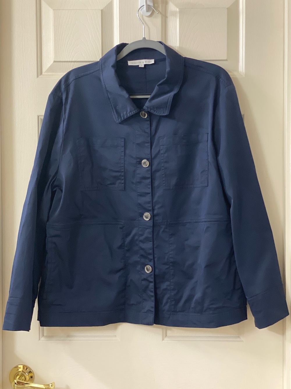 Preston & York Deep Navy Button-Front Lightweight Jacket Size 16